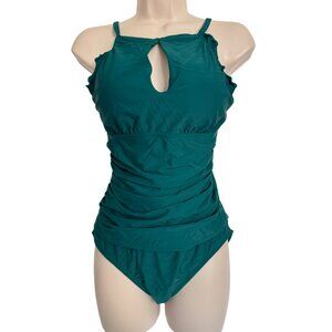 Ellen Tracy One Piece Swimsuit Size 10 Emeral Green Padded NWOT